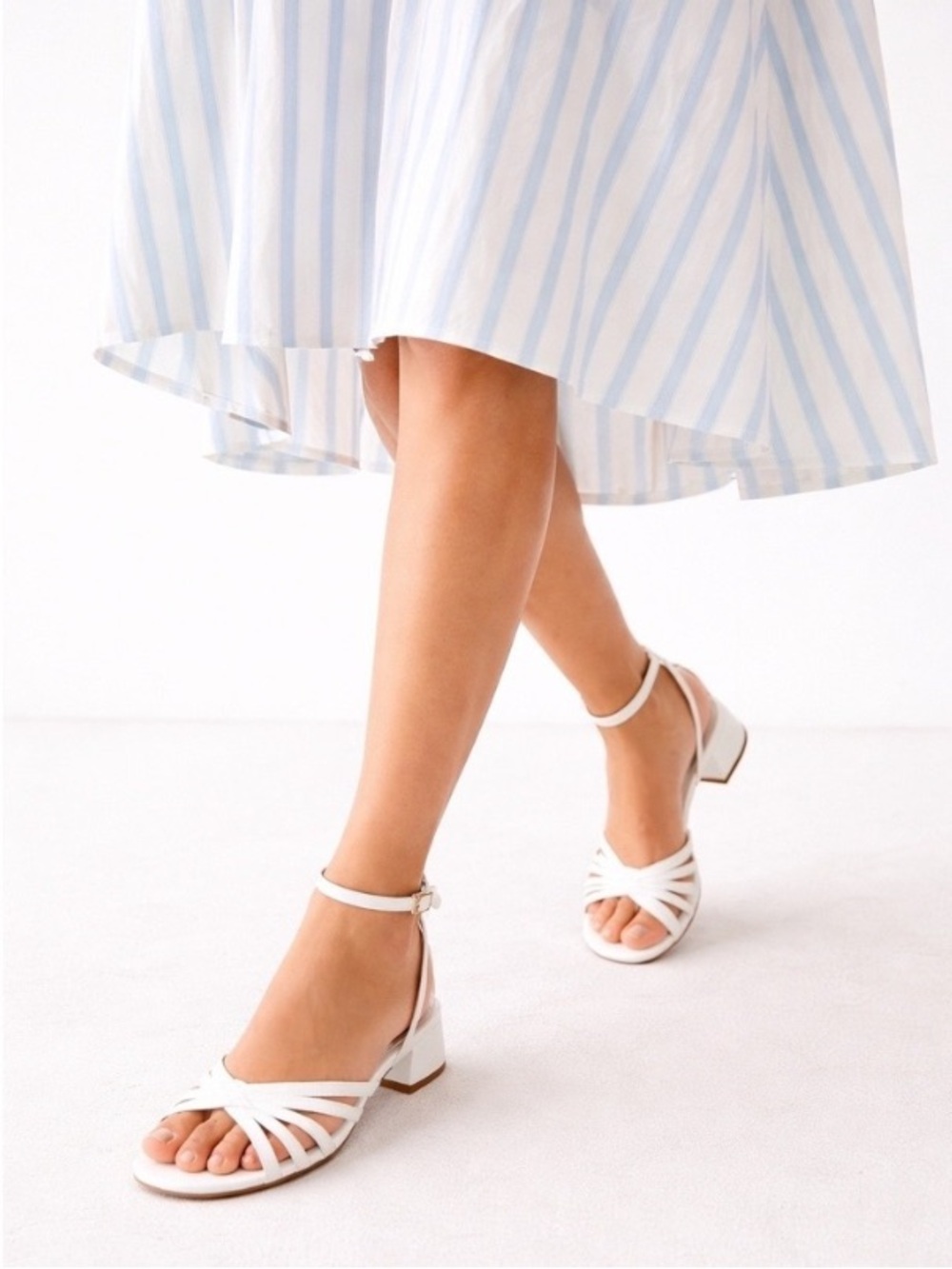 New Lk Bennett Aleah White Leather Strappy Sandals in White Size 36 / US 6